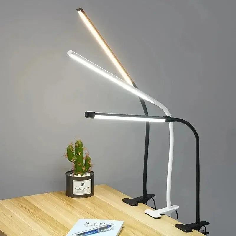 LED Klemlamp met Zwanenhals en Dimfunctie – 3 Lichtkleuren en 10 Helderheidsniveaus – Flexibele USB Bureaulamp voor Lezen en Werken