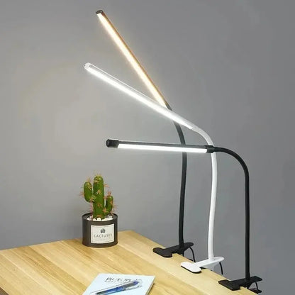 LED Klemlamp met Zwanenhals en Dimfunctie – 3 Lichtkleuren en 10 Helderheidsniveaus – Flexibele USB Bureaulamp voor Lezen en Werken