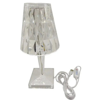 Draadloze LED Tafellamp met Kristalgeslepen Finish Transparant Oplaadbaar