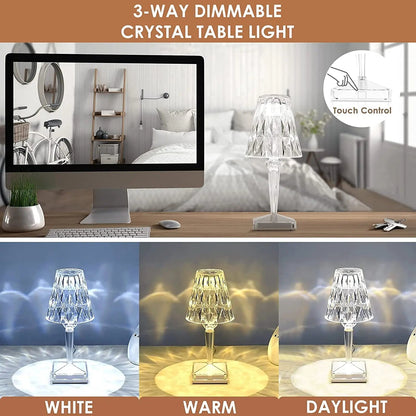 Draadloze LED Tafellamp met Kristalgeslepen Finish Transparant Oplaadbaar