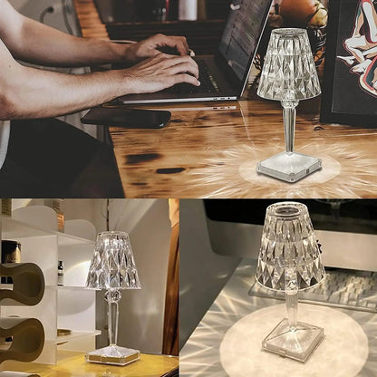 Draadloze LED Tafellamp met Kristalgeslepen Finish Transparant Oplaadbaar