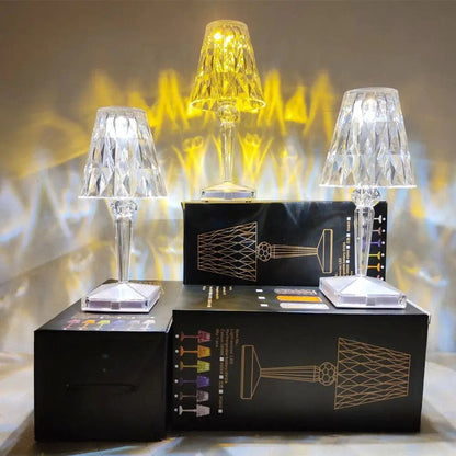 Draadloze LED Tafellamp met Kristalgeslepen Finish Transparant Oplaadbaar