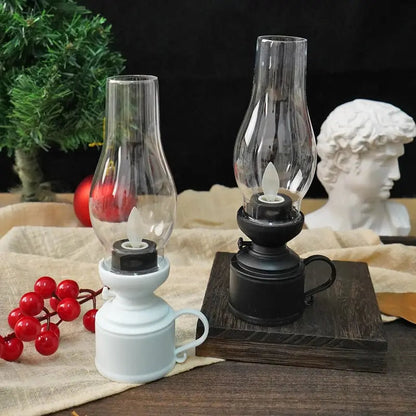 LED Lantaarn met Flikkereffect Zwart Wit Brons Batterij Warm Sfeerlicht Sfeerverlichting Vuurloos Veilig Compact Vintage Tafellamp Decoratie Slaapkamer Woonkamer Terras