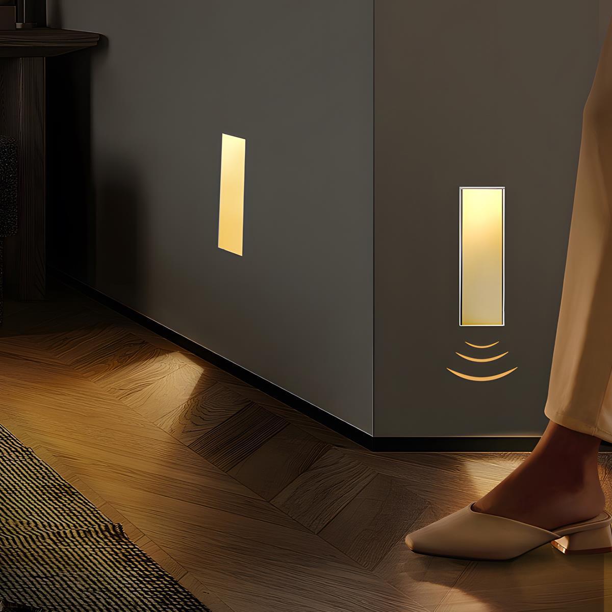 Inbouwspot Schemersensor Gang LED Warmwit Bewegingsmelder Indirect Licht Rechthoekig Vierkant