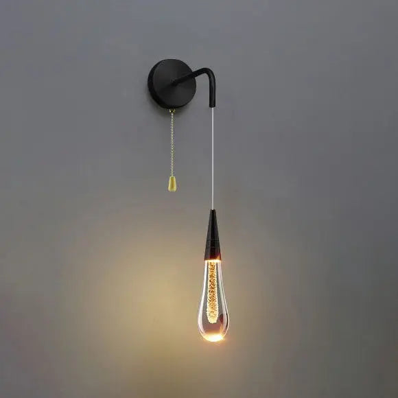 Glazen Druppelvormige Wandlamp LED met Metalen Montuur – Moderne Glas-Metaal Wandverlichting voor Slaapkamer, Woonkamer en Gang – Verstelbare Lichtkleur Warm Wit Neutraal Koel Wit