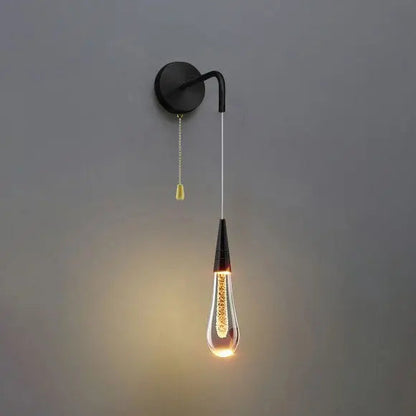 Glazen Druppelvormige Wandlamp LED met Metalen Montuur – Moderne Glas-Metaal Wandverlichting voor Slaapkamer, Woonkamer en Gang – Verstelbare Lichtkleur Warm Wit Neutraal Koel Wit