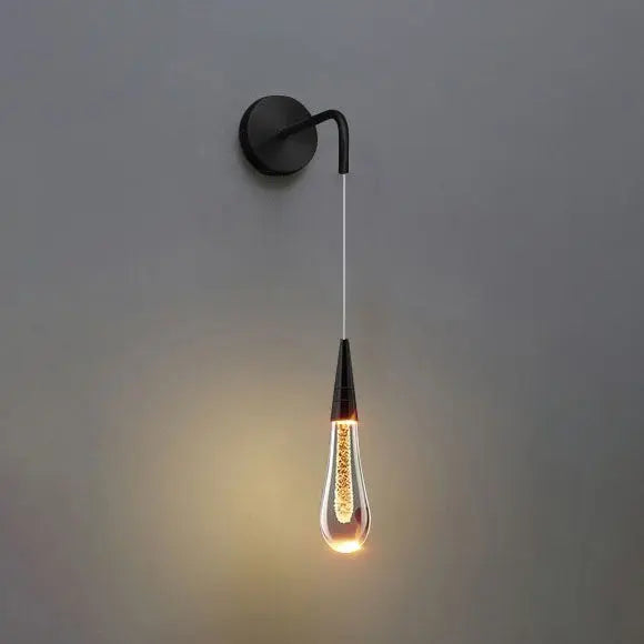 Glazen Druppelvormige Wandlamp LED met Metalen Montuur – Moderne Glas-Metaal Wandverlichting voor Slaapkamer, Woonkamer en Gang – Verstelbare Lichtkleur Warm Wit Neutraal Koel Wit
