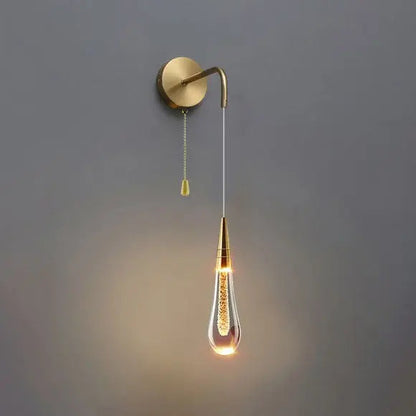 Glazen Druppelvormige Wandlamp LED met Metalen Montuur – Moderne Glas-Metaal Wandverlichting voor Slaapkamer, Woonkamer en Gang – Verstelbare Lichtkleur Warm Wit Neutraal Koel Wit