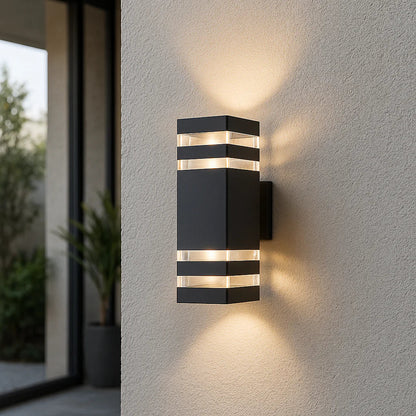 Buitenwandlamp Zwart Moderne LED-Verlichting Warm Wit 2-Weg Lichtuitstraling voor Gevel en Entree IP65 Weerbestendig Aluminium