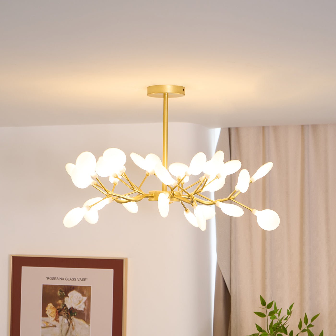 Hanglamp LED Metaal Goud Acryl Wit Woonkamer Eetkamer Moderne Designlamp Plafondlamp Organisch Lichtarmatuur