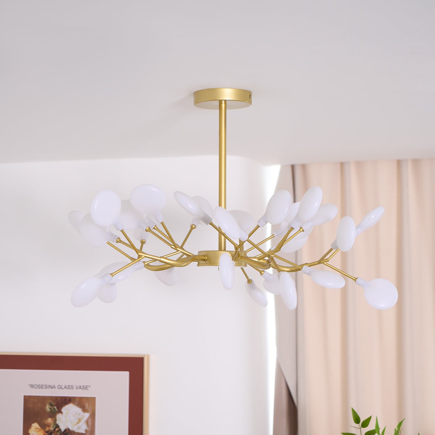 Hanglamp LED Metaal Goud Acryl Wit Woonkamer Eetkamer Moderne Designlamp Plafondlamp Organisch Lichtarmatuur