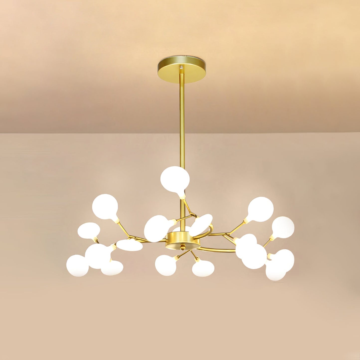 Hanglamp LED Metaal Goud Acryl Wit Woonkamer Eetkamer Moderne Designlamp Plafondlamp Organisch Lichtarmatuur