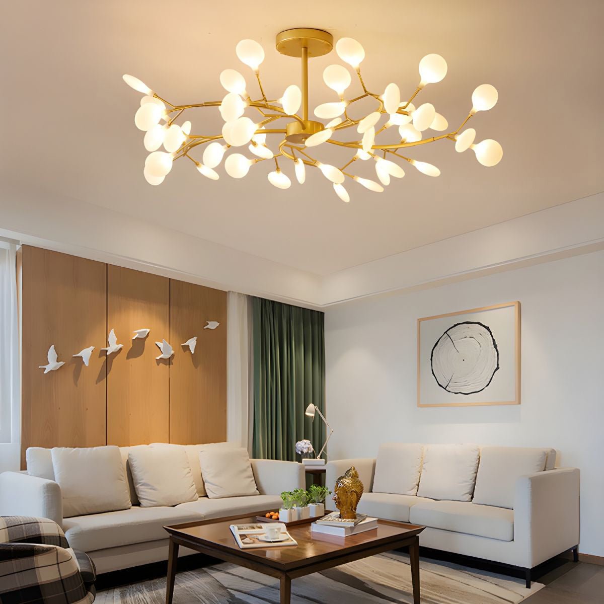 Hanglamp LED Metaal Goud Acryl Wit Woonkamer Eetkamer Moderne Designlamp Plafondlamp Organisch Lichtarmatuur