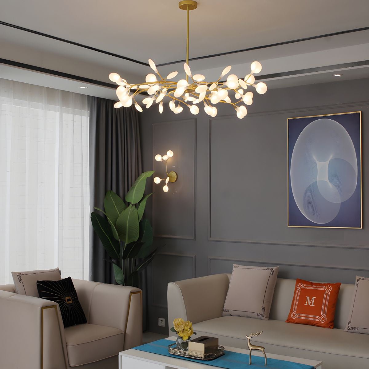 Hanglamp LED Metaal Goud Acryl Wit Woonkamer Eetkamer Moderne Designlamp Plafondlamp Organisch Lichtarmatuur