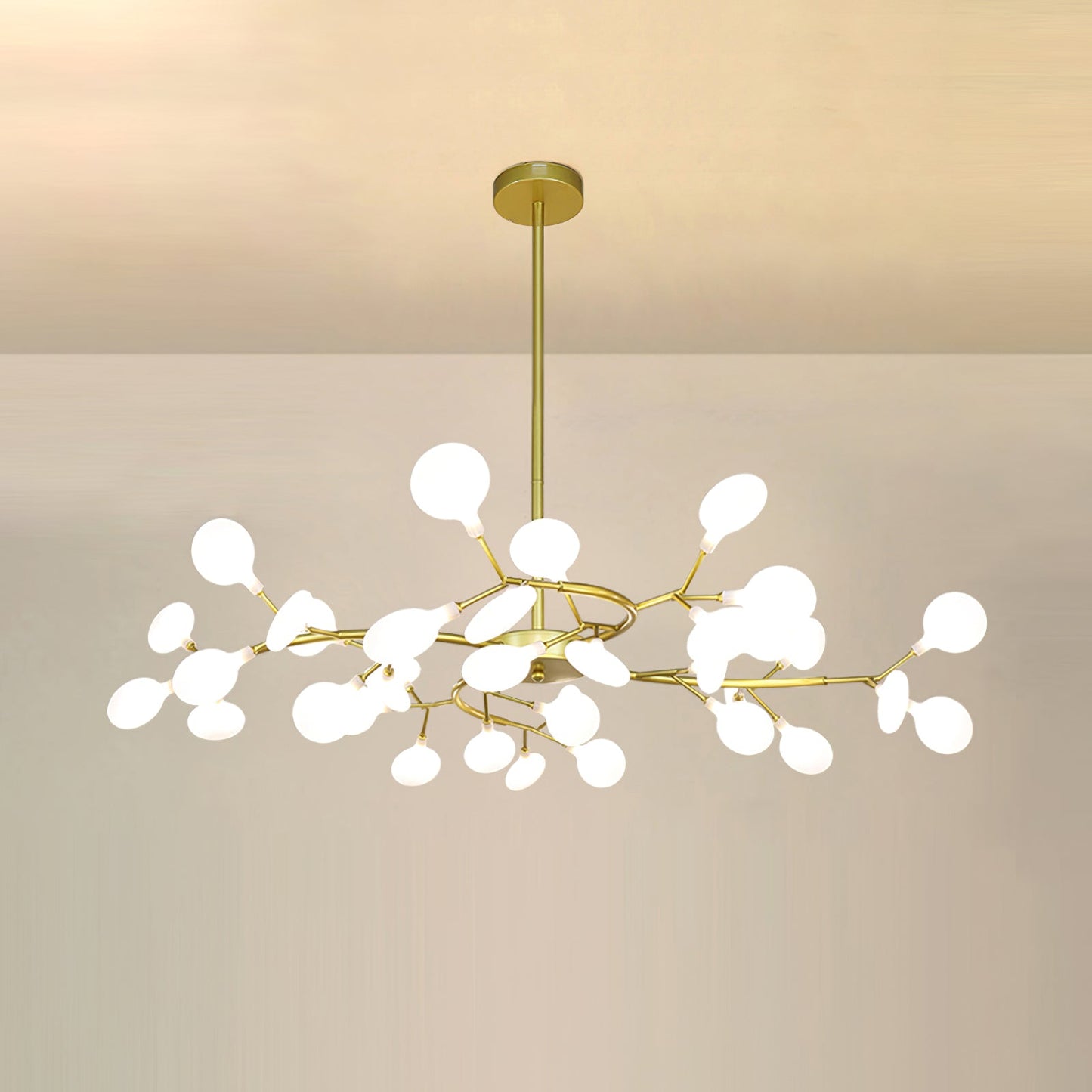 Hanglamp LED Metaal Goud Acryl Wit Woonkamer Eetkamer Moderne Designlamp Plafondlamp Organisch Lichtarmatuur