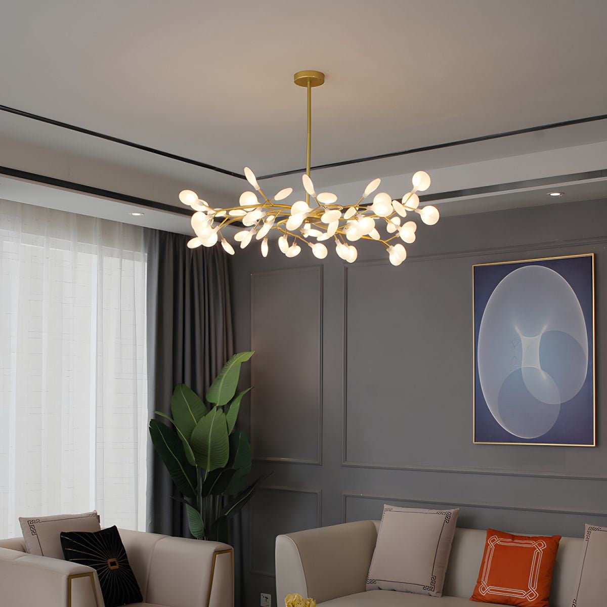 Hanglamp LED Metaal Goud Acryl Wit Woonkamer Eetkamer Moderne Designlamp Plafondlamp Organisch Lichtarmatuur