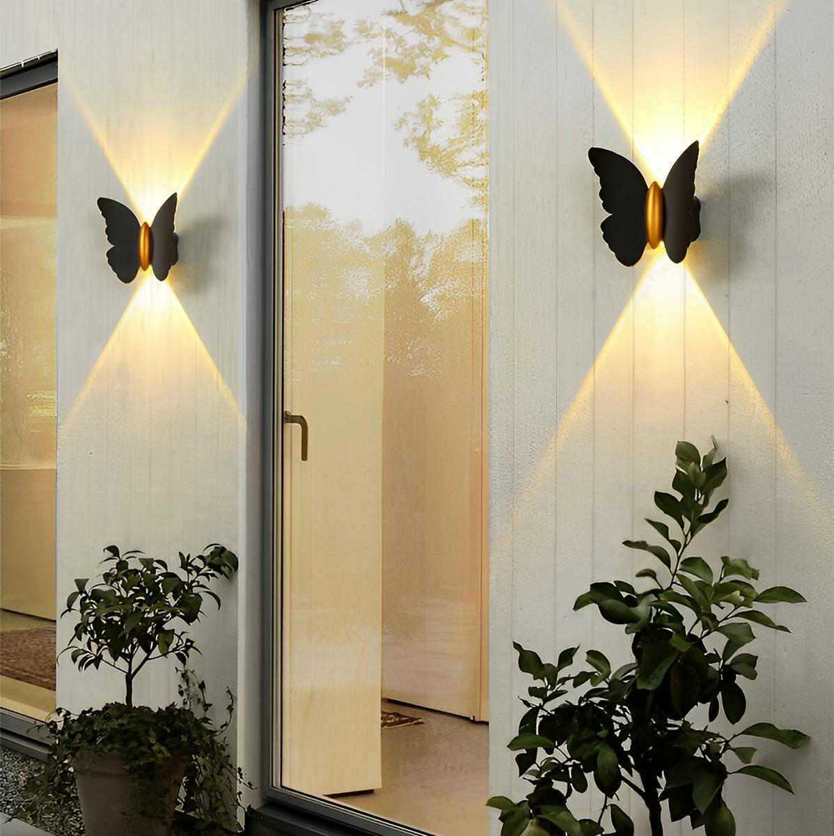 LED Wandlamp Buiten Vlinder Zwart IP65 Weerbestendig Warm Wit voor Gevel Balkon en Entree