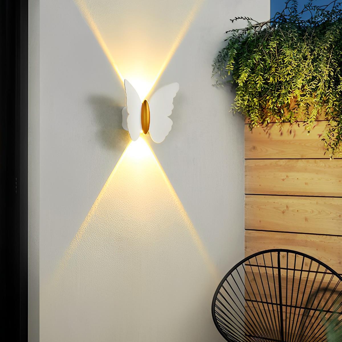LED Wandlamp Buiten Vlinder Zwart IP65 Weerbestendig Warm Wit voor Gevel Balkon en Entree