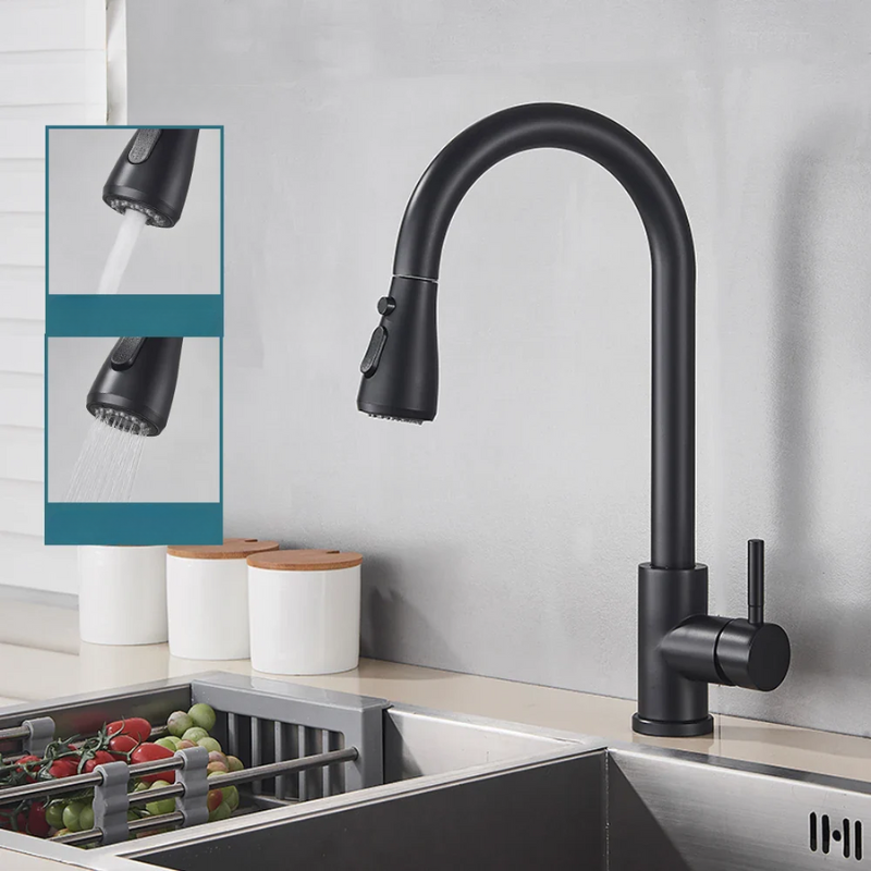 Uittrekbare Keukenkraan met Sproeikop Eénhendel RVS Geborsteld Modern Design Spoelbak Mengkraan Keuken
