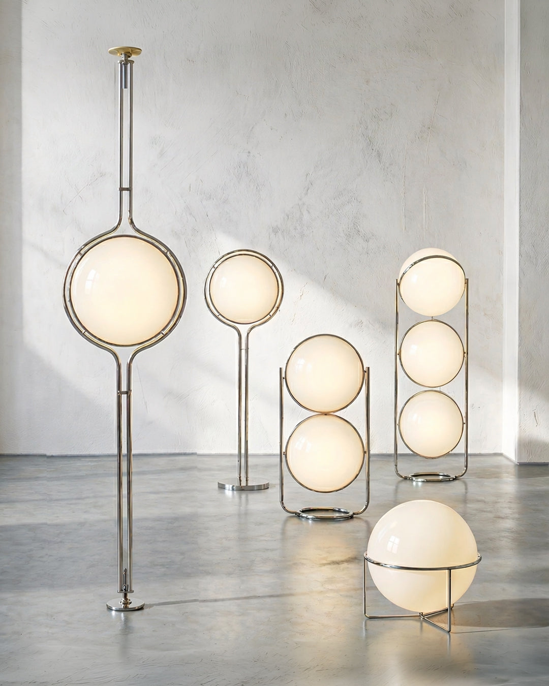 Moderne Vloerlamp met Chroomafwerking en Acrylbollen – Sfeervolle Verlichting voor Woonkamer en Slaapkamer