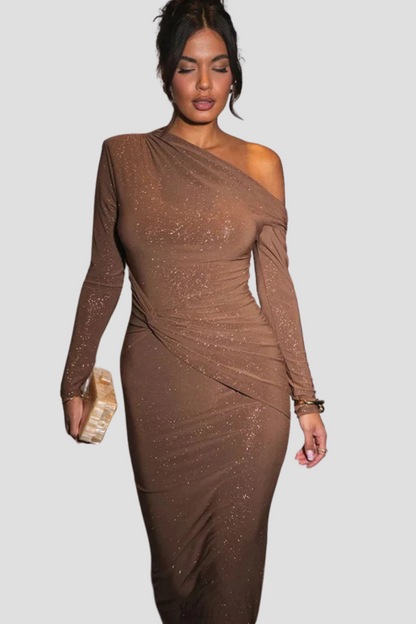 Feestelijke Glitter Maxi Jurk voor Vrouw Nieuwjaar