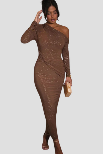 Feestelijke Glitter Maxi Jurk voor Vrouw Nieuwjaar