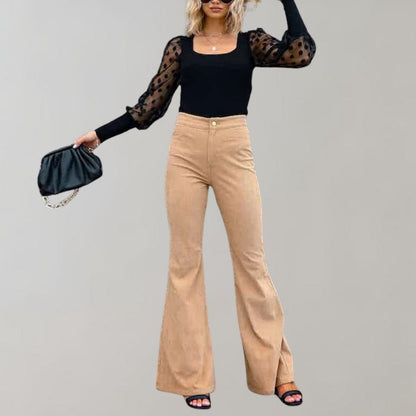 Mode Velpantalon Zacht Vloeiend met Rib