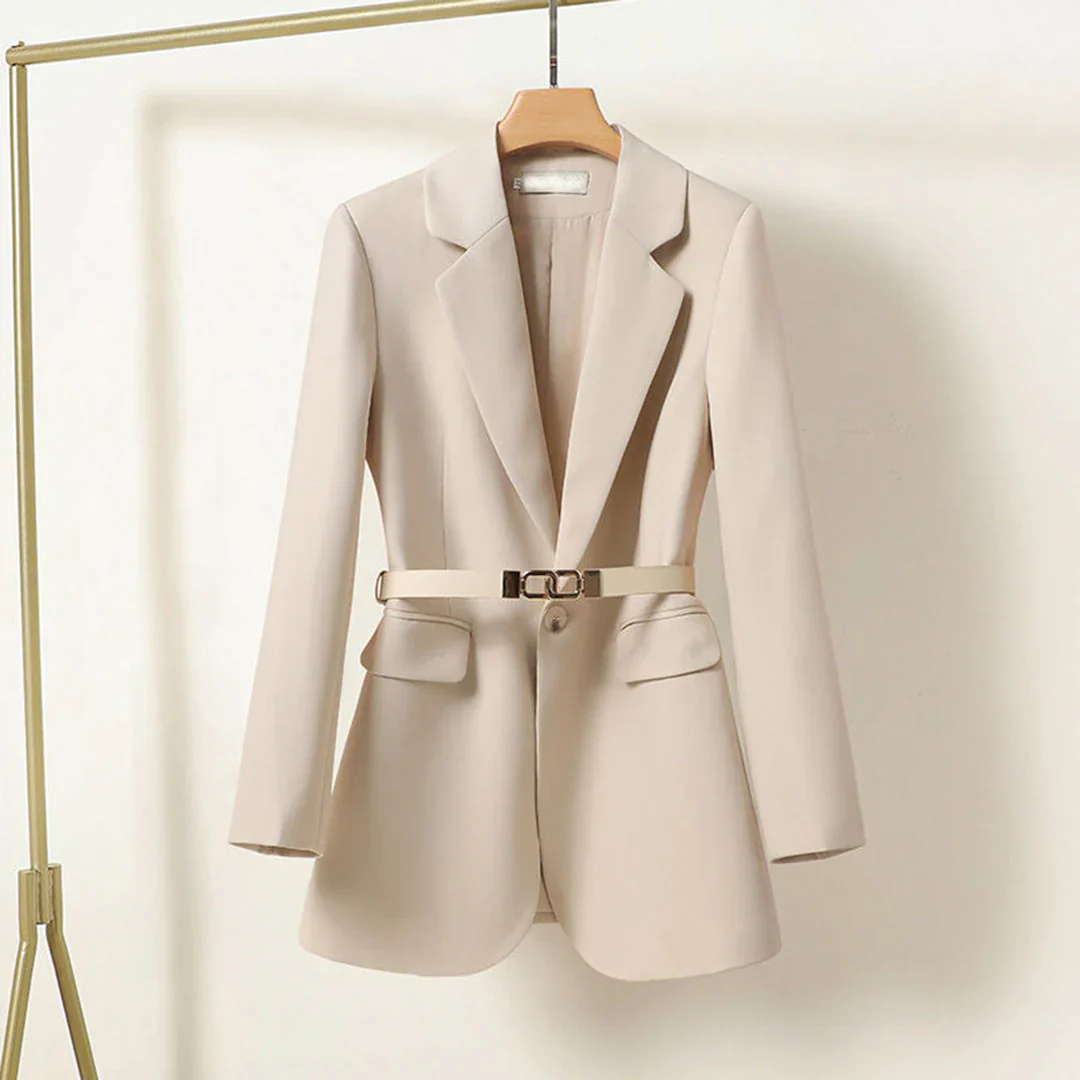 Dames Blazer Met Ceintuur Taille Model Elegant Klassiek