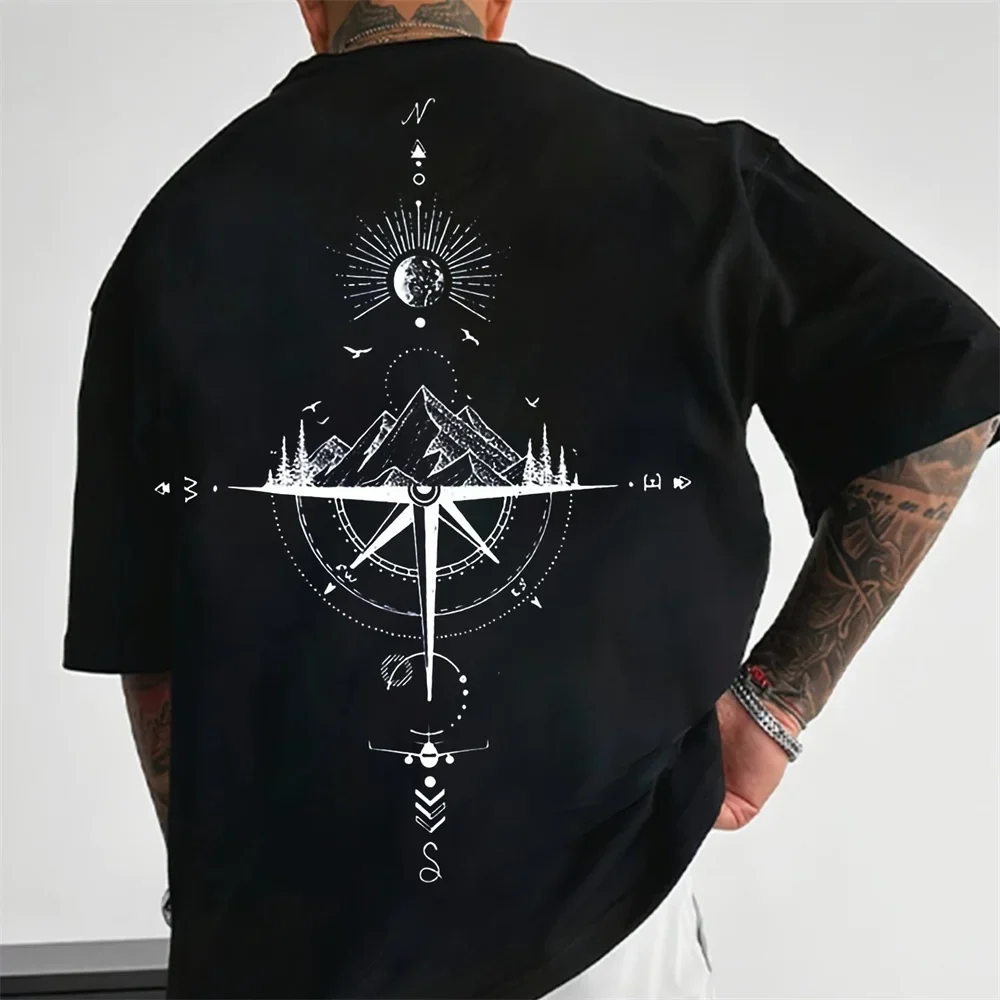 Outdoor T-shirt Kompas Print op Rug Sportief