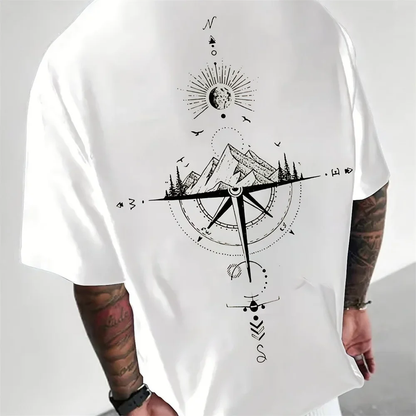 Outdoor T-shirt Kompas Print op Rug Sportief
