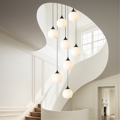 Gades Villa Trappenkroonluchter LED Glas Zwart Trap Hal Hanglamp Moderne Luxe Verlichting Hoog Plafond Entree