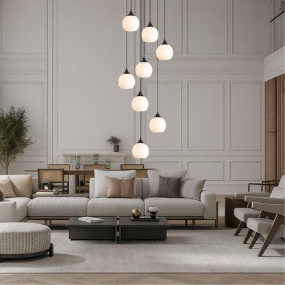 Gades Villa Trappenkroonluchter LED Glas Zwart Trap Hal Hanglamp Moderne Luxe Verlichting Hoog Plafond Entree