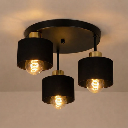 Plafondlamp 3 Lichts Zwart Goud Metaal E27 Ø30cm Modern Design