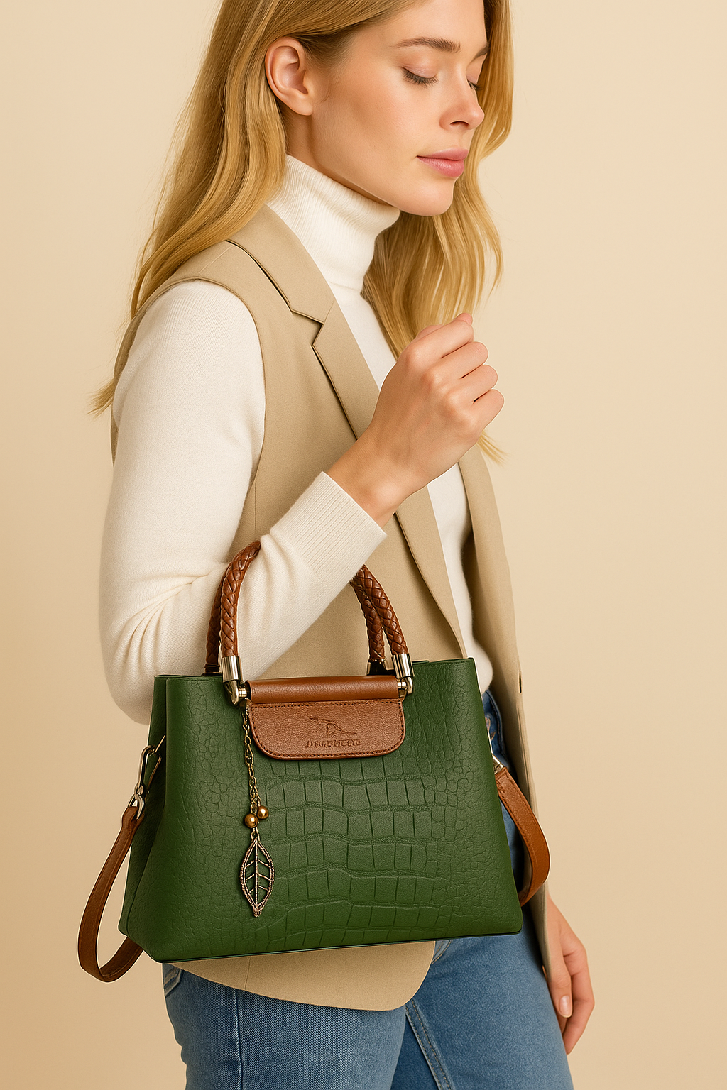 Dames Handtas van Luxe Leder met Meerdere Compartimenten