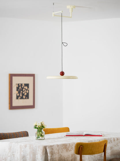 Mid-Century Swing Hanglamp — Kinetisch Design met Zwevende Schijf & Contragewicht | Verstelbare Armlamp voor Moderne Eetkamers en Creatieve Werkruimtes | Integrale LED