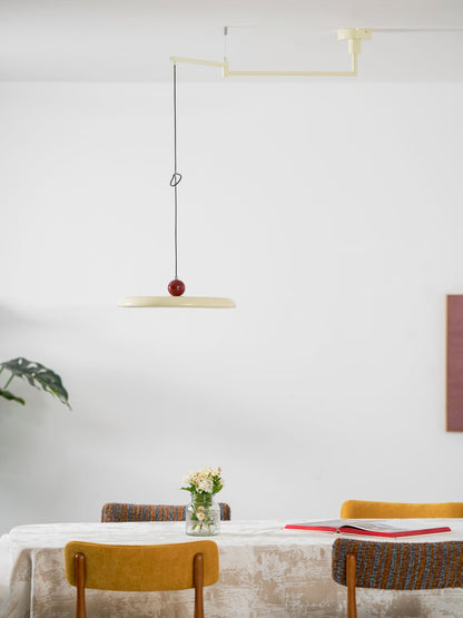 Mid-Century Swing Hanglamp — Kinetisch Design met Zwevende Schijf & Contragewicht | Verstelbare Armlamp voor Moderne Eetkamers en Creatieve Werkruimtes | Integrale LED