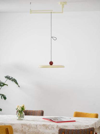 Mid-Century Swing Hanglamp — Kinetisch Design met Zwevende Schijf & Contragewicht | Verstelbare Armlamp voor Moderne Eetkamers en Creatieve Werkruimtes | Integrale LED
