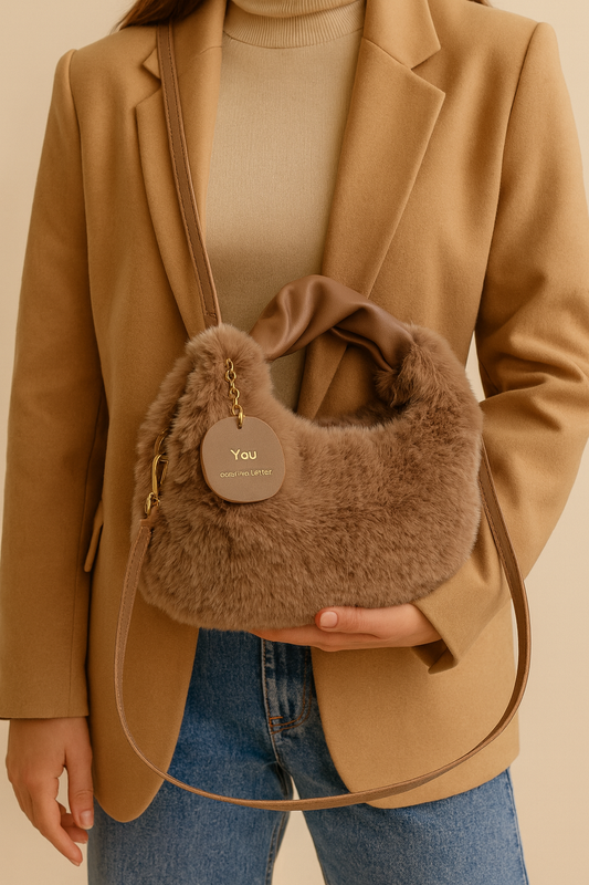Dames Kunstbont Schoudertas Faux Fur Zwart - StudioMarella