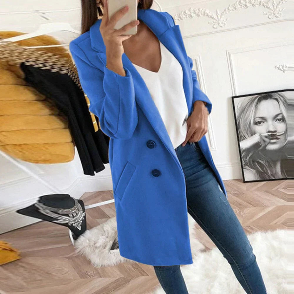 Damesjas Oversized Klassiek met Dubbele Knopen