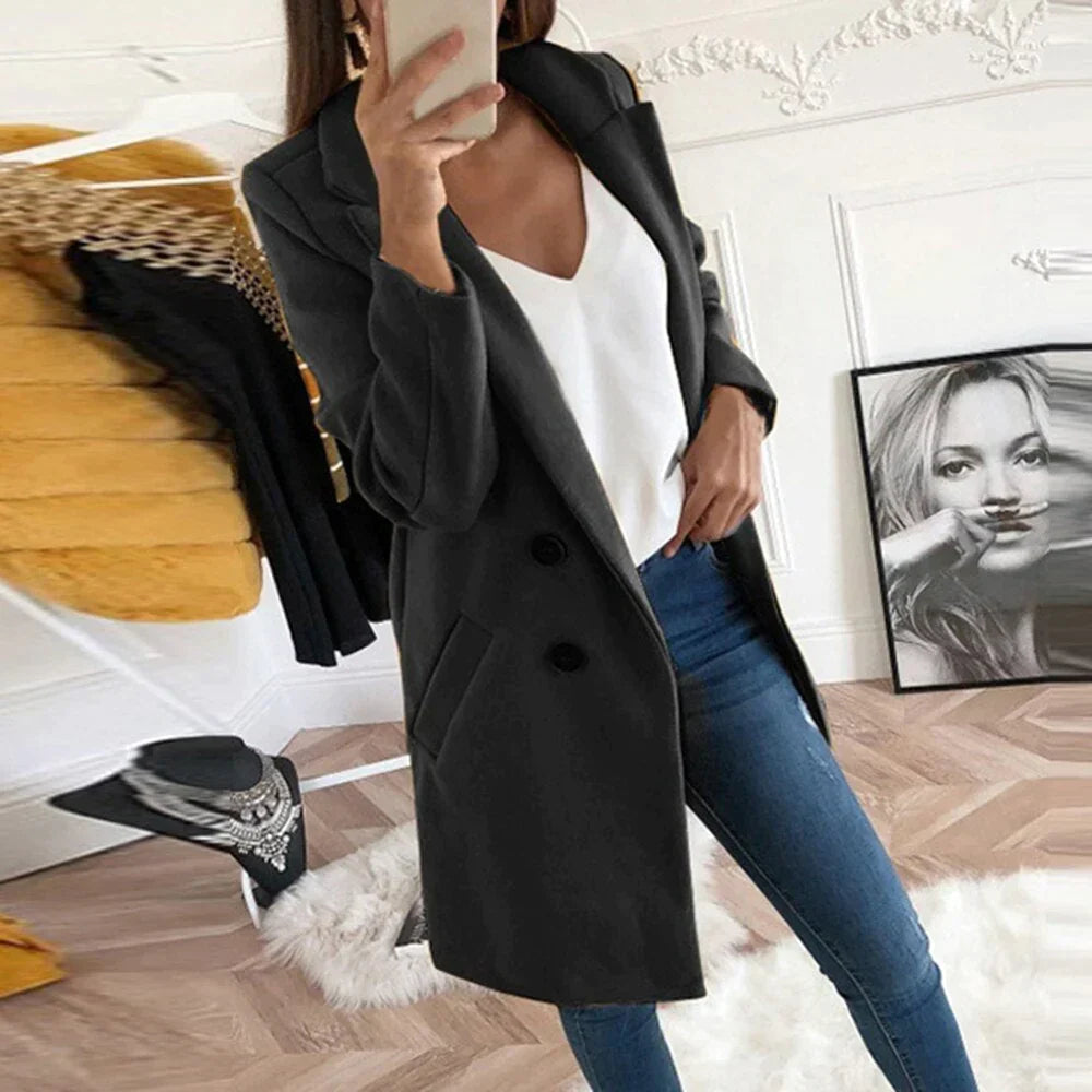 Damesjas Oversized Klassiek met Dubbele Knopen