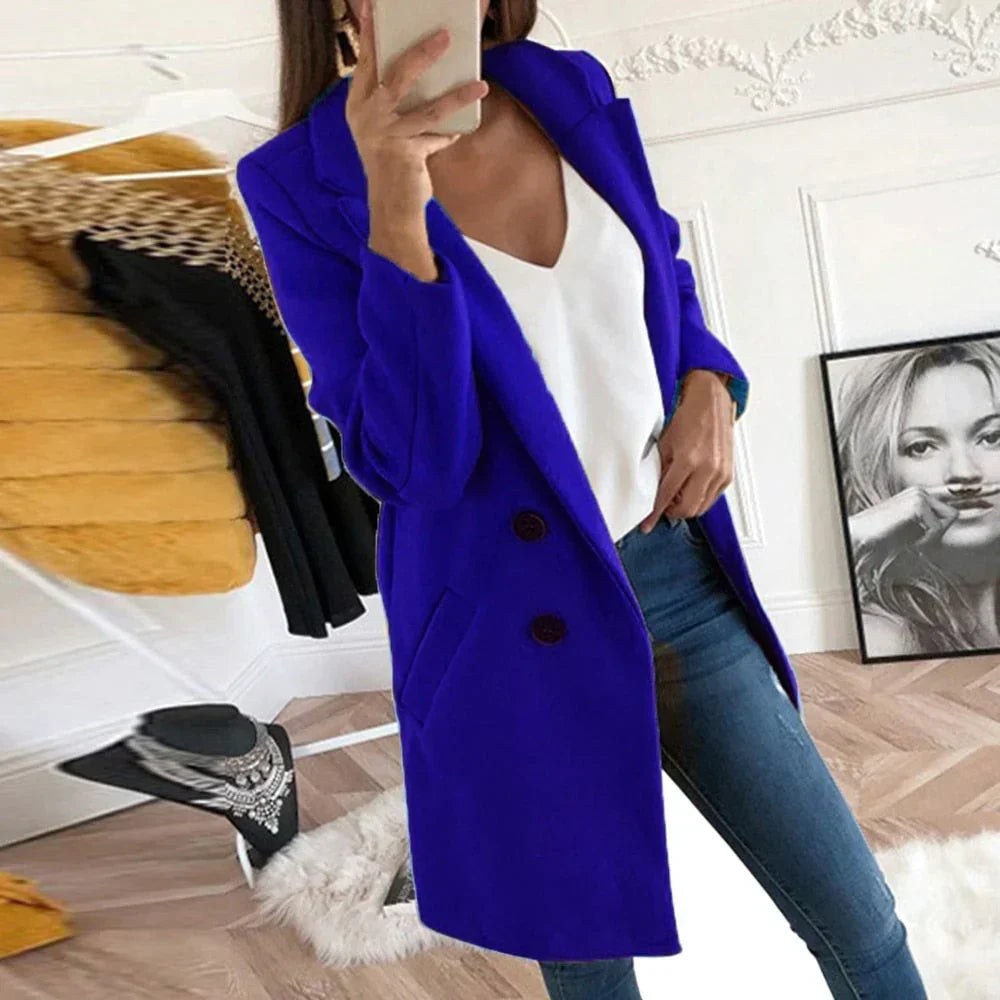Damesjas Oversized Klassiek met Dubbele Knopen