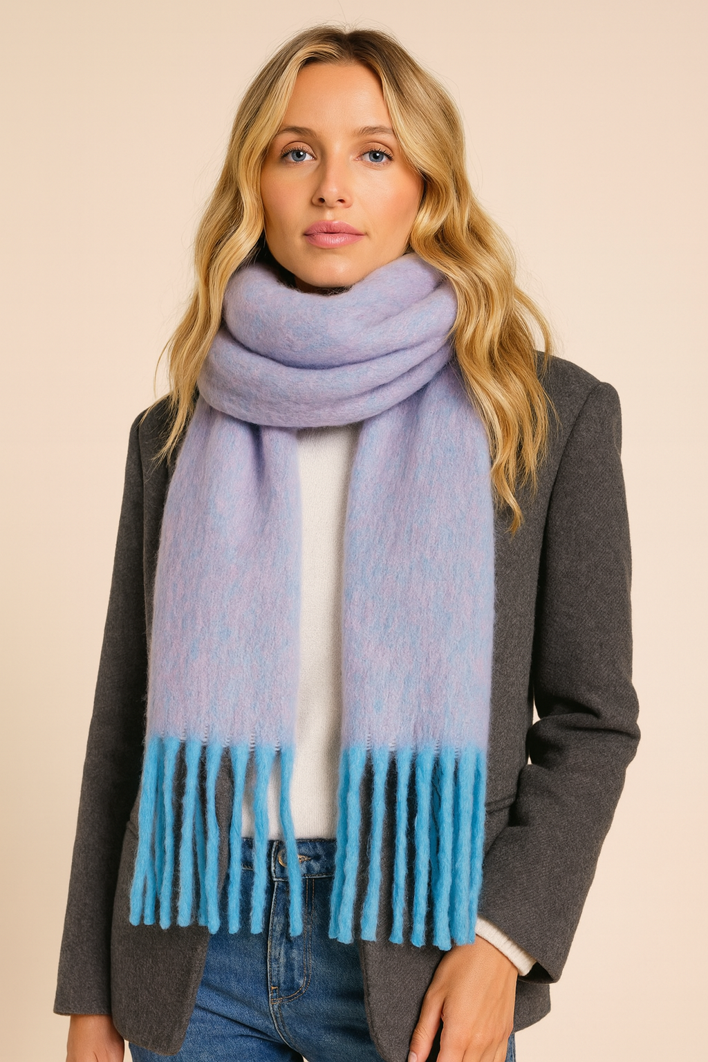 Dames Sjaal Zacht met Franjes Warm en Elegant - StudioMarella