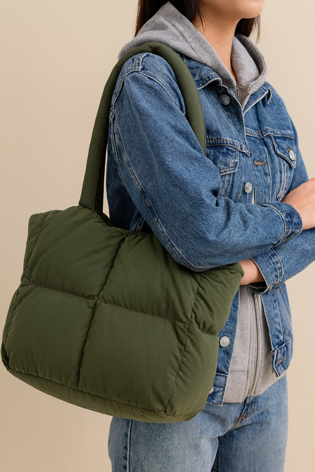Dames Tote Tas Zwart Puffer Stijlvol en Ruim - StudioMarella