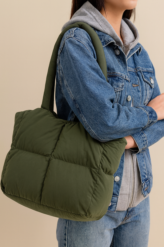 Dames Tote Tas Zwart Puffer Stijlvol en Ruim - StudioMarella