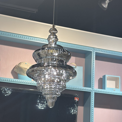 Grijze glazen hanglamp met sterrenhemel-effect voor eetkamer, bar of keukeneiland