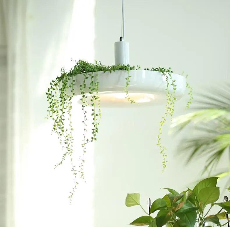 Scandinavische Hanglamp met Plantenbak – Decoratieve Lamp voor Binnenplanten – Moderne Verlichtingscombinatie