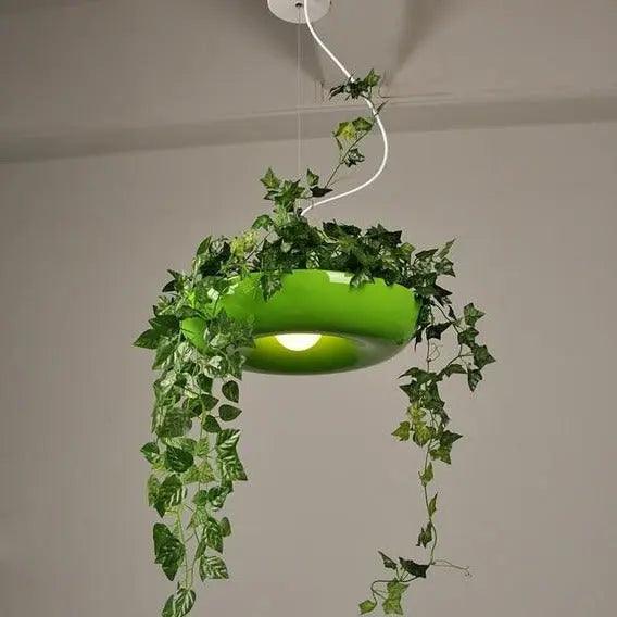 Scandinavische Hanglamp met Plantenbak – Decoratieve Lamp voor Binnenplanten – Moderne Verlichtingscombinatie