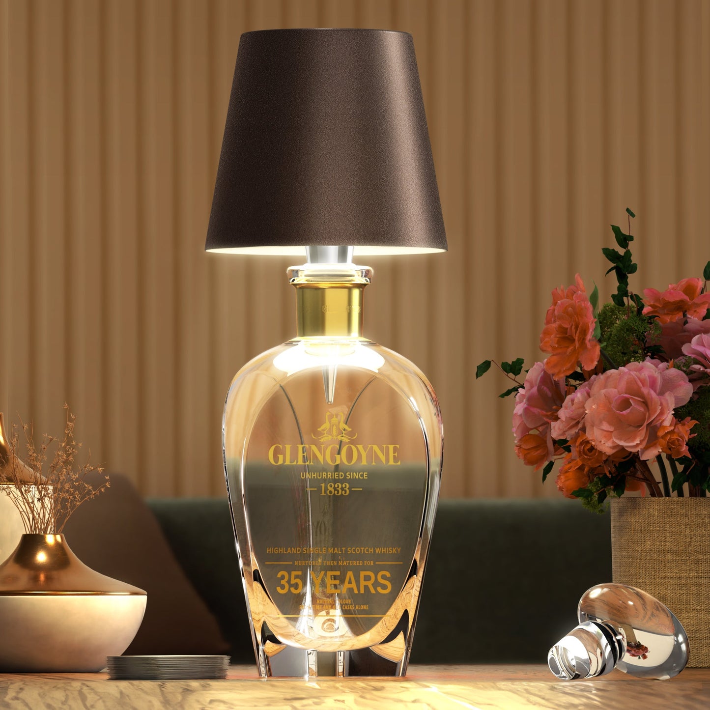 Flessenlamp Draadloos Oplaadbaar LED Zwart 3000K USB-C Tafellamp Wijnfles Bar Sfeerverlichting