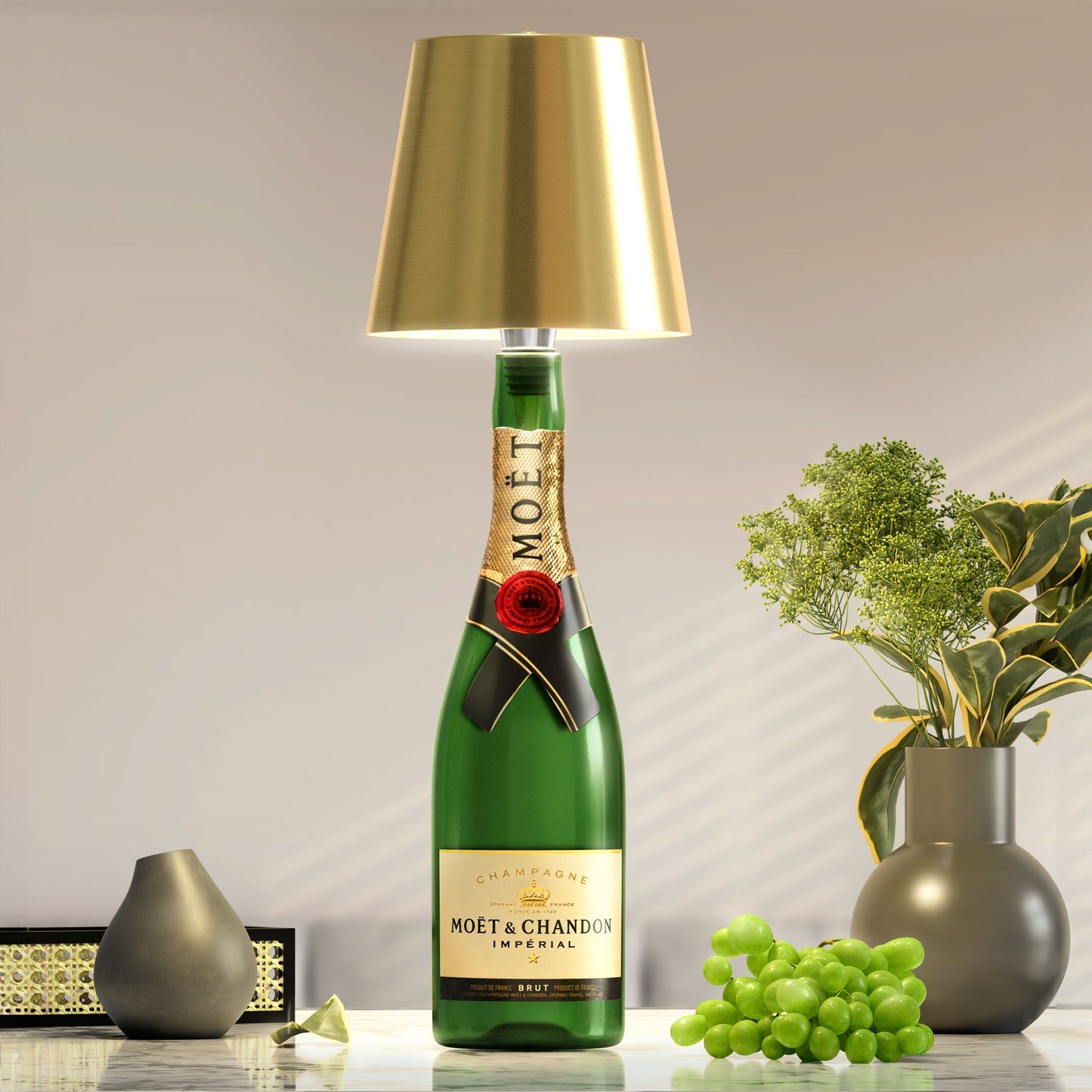 Flessenlamp Draadloos Oplaadbaar LED Zwart 3000K USB-C Tafellamp Wijnfles Bar Sfeerverlichting