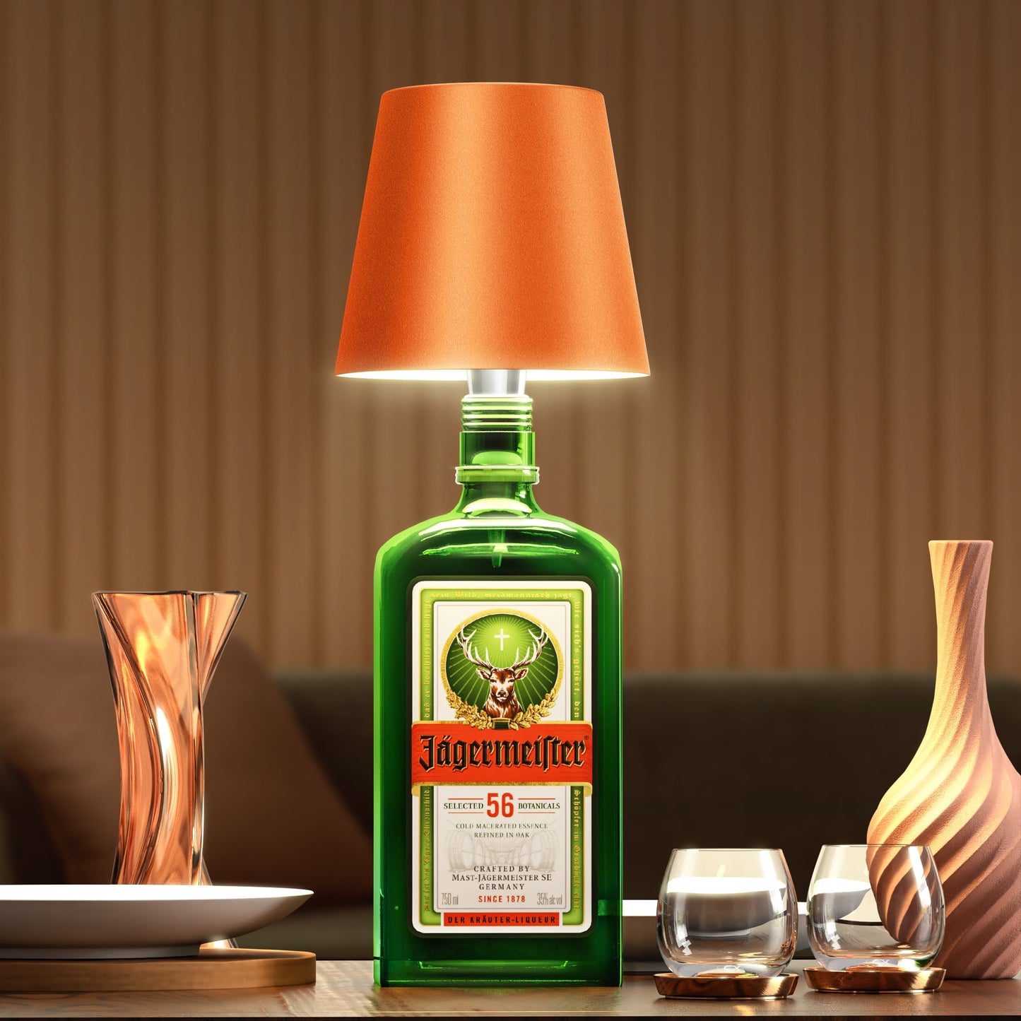 Flessenlamp Draadloos Oplaadbaar LED Zwart 3000K USB-C Tafellamp Wijnfles Bar Sfeerverlichting